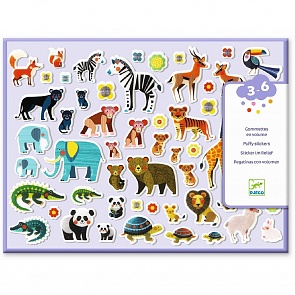 Набор объемных наклеек - Мамы и детки, 2 листа со стикерами (Djeco, 09081)